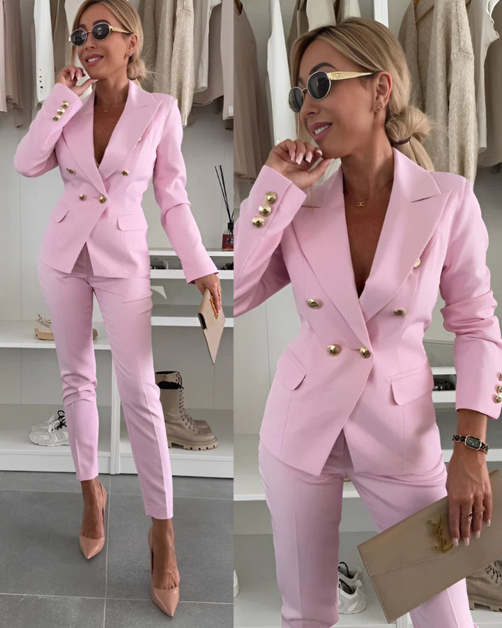 Chloe | Women's Slim Fit Double-Breasted Suit with Buttons