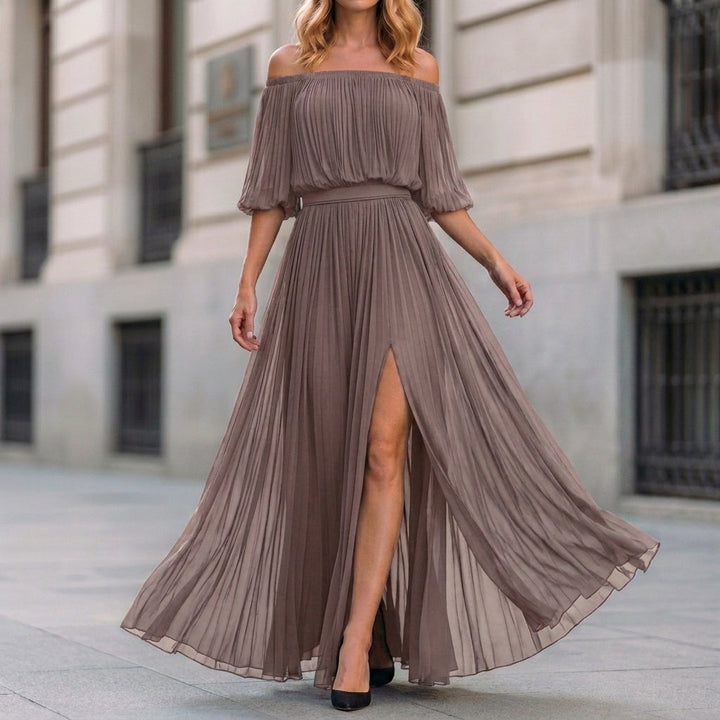 Remi | Ethereal Off-Shoulder Pleated Maxi Dress