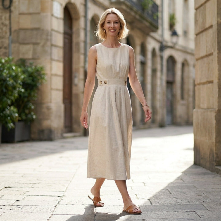 Serene | Grace Sleeveless Pleated Midi Dress