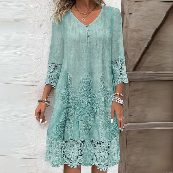 Quinn | V-Neck Embroidered Midi