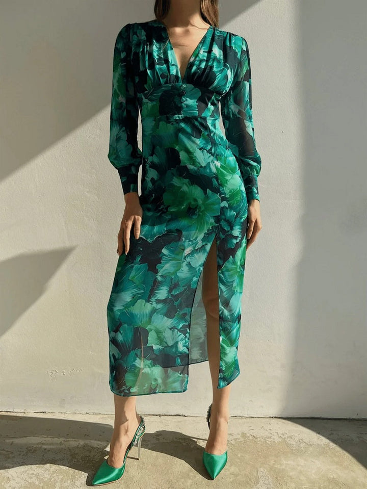 Kendall | Floral Chiffon Midi Dress