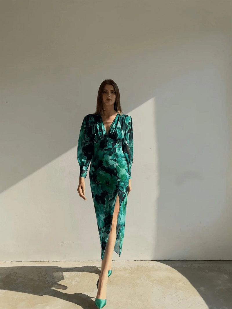 Kendall | Floral Chiffon Midi Dress