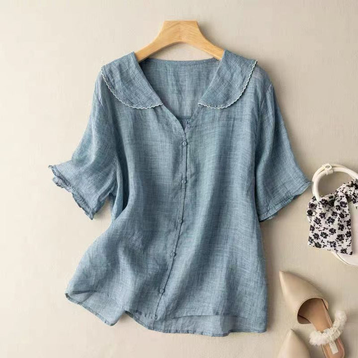 Octavia |  Button Front Scalloped Collar