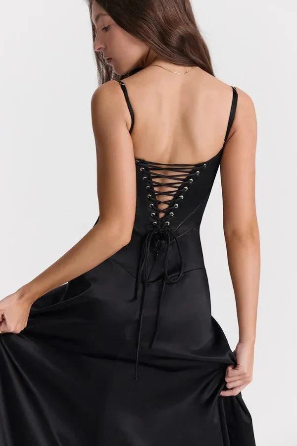 Gabriella | The Silky Satin Corset Maxi Dress