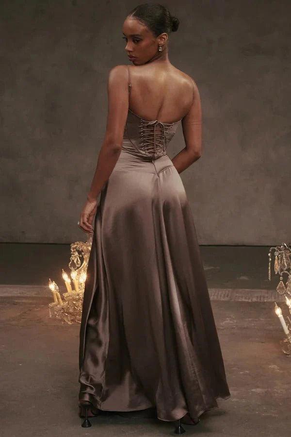 Gabriella | The Silky Satin Corset Maxi Dress