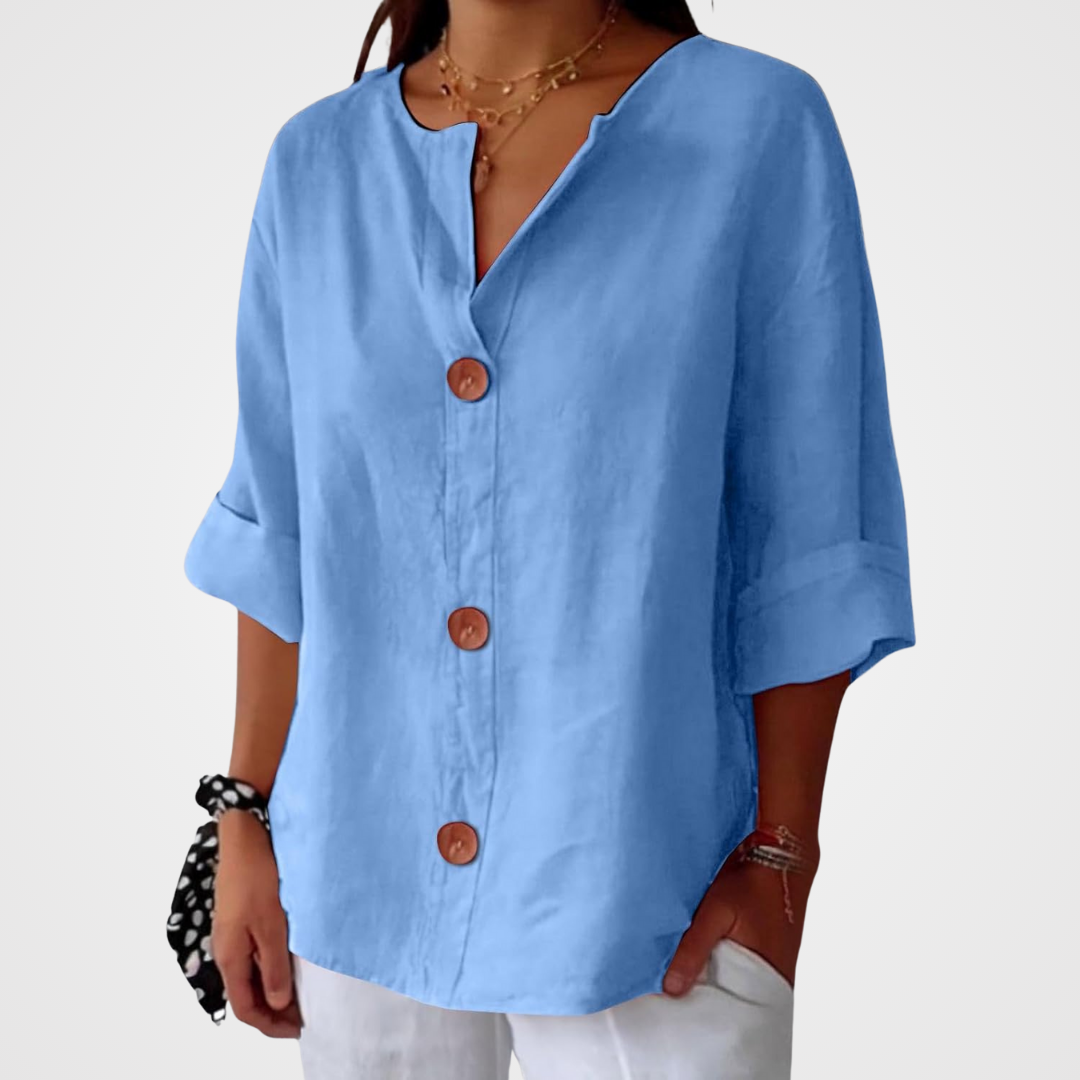 Livia | Relaxed Linen Button Blouse