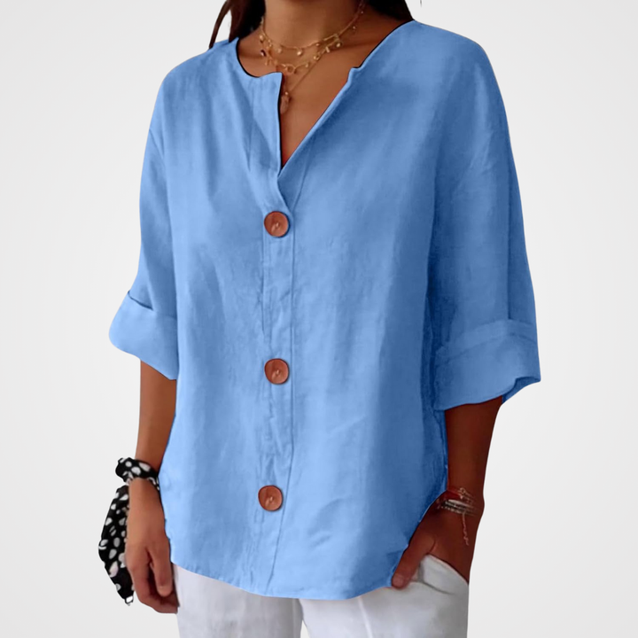Livia | Relaxed Linen Button Blouse