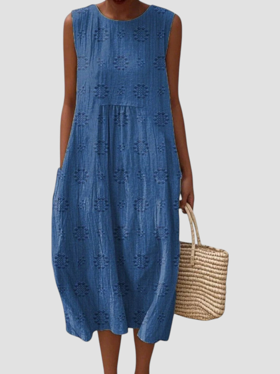 Bonnie | Embroidered Sleeveless Midi Dress