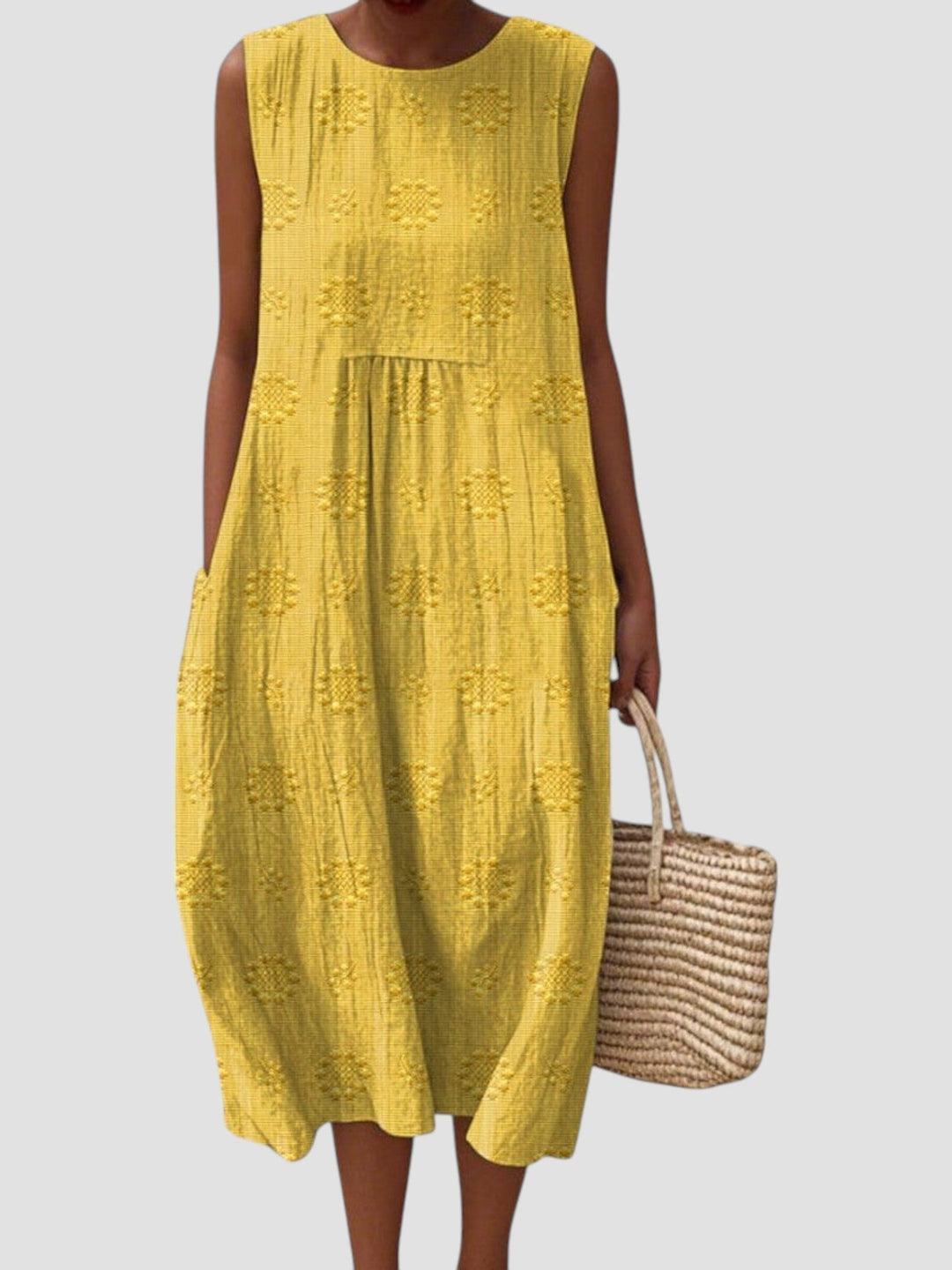 Bonnie | Embroidered Sleeveless Midi Dress