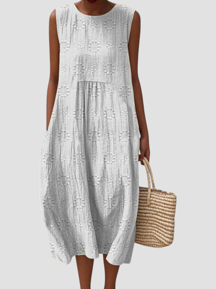 Bonnie | Embroidered Sleeveless Midi Dress