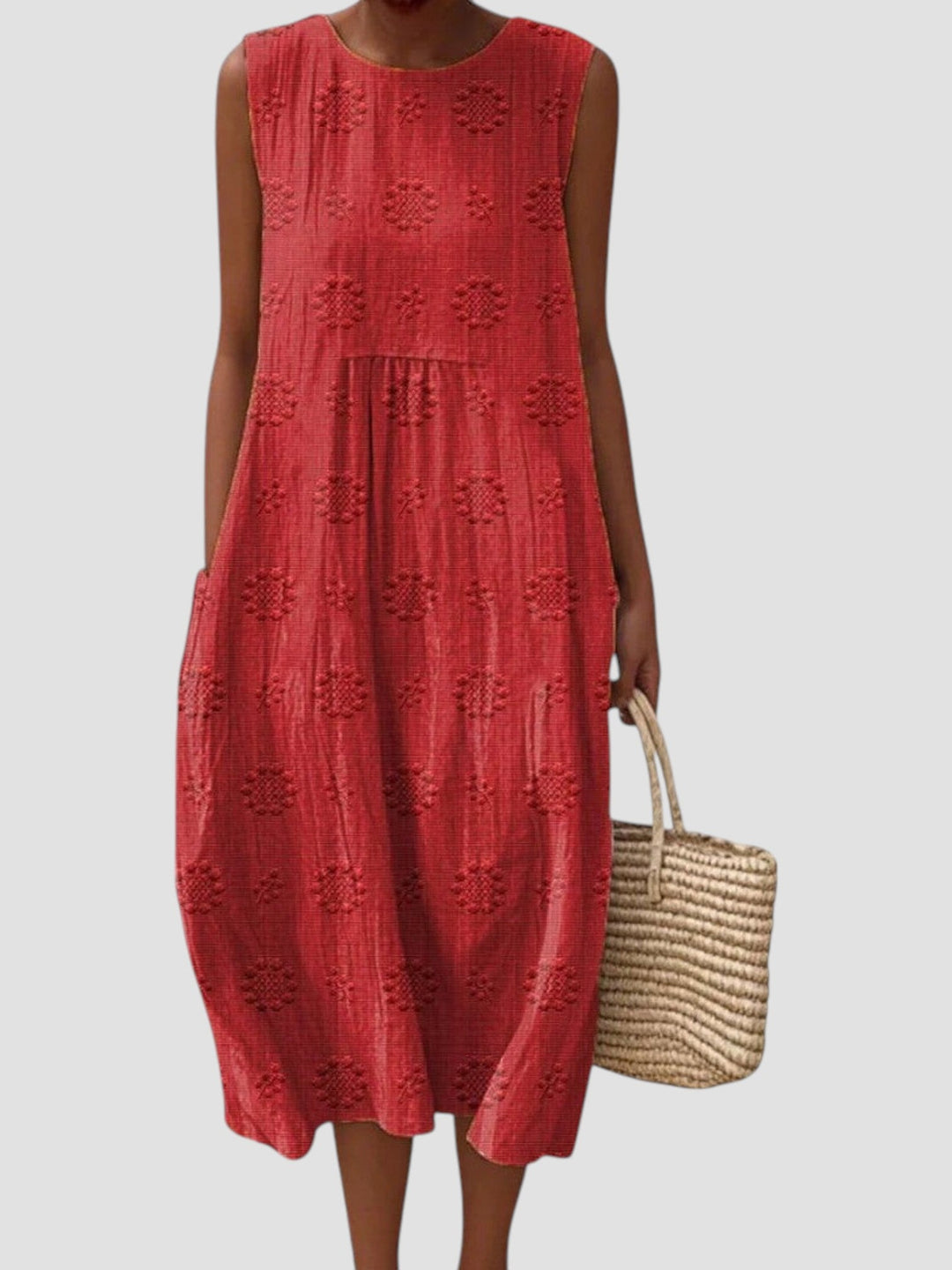 Bonnie | Embroidered Sleeveless Midi Dress