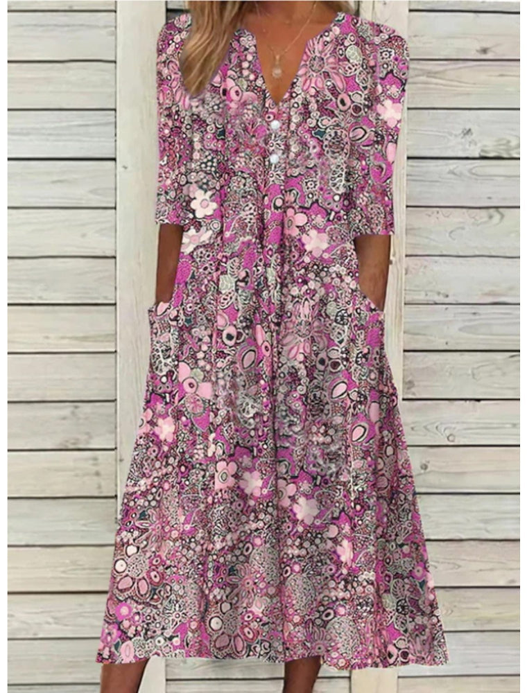 Olive | Printed Midi with Pocket