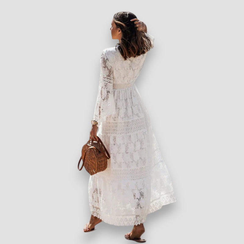 Lainey | Tassel Trim Lace Maxi Dress