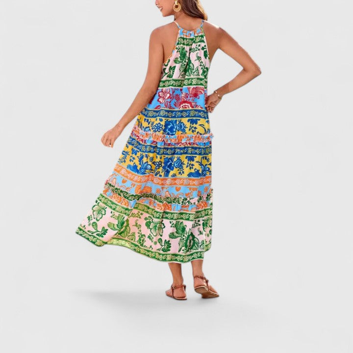 Marisol | Women's Halter Neck Bohemian Printed Maxi Dress
