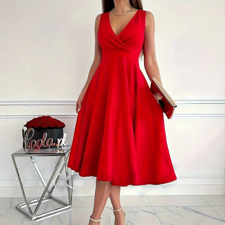 Tamsin | V-Neck A-Line Midi Dress