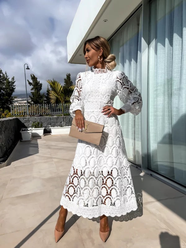 Hailey | Women’s Midi Dress with Long Sleeves and High Neck