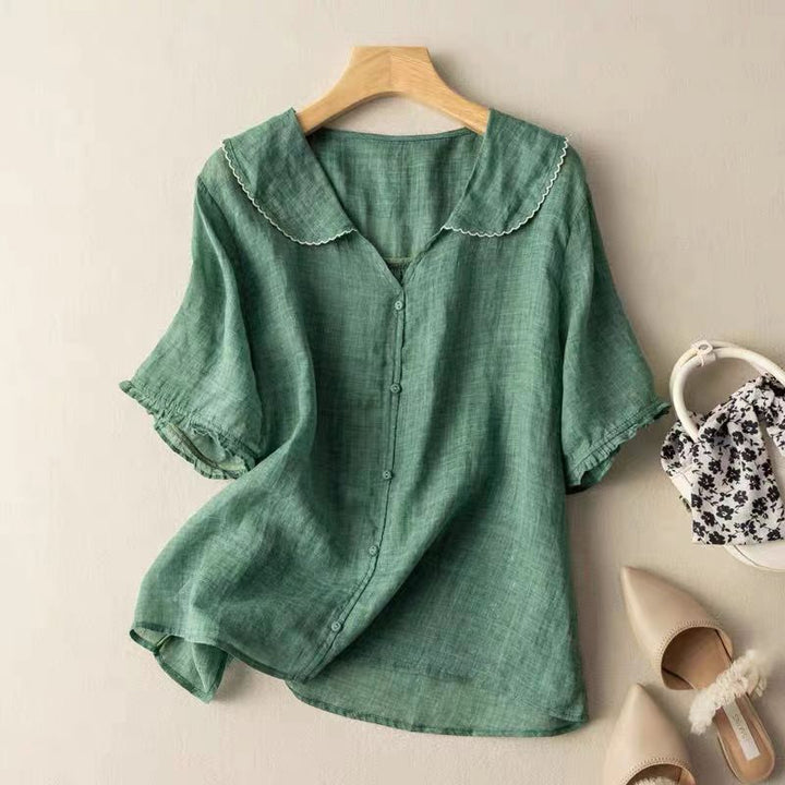 Octavia |  Button Front Scalloped Collar