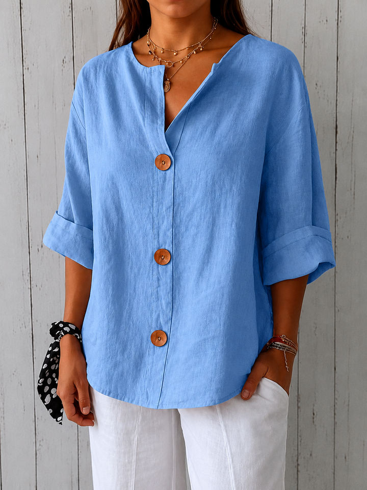 Livia | Relaxed Linen Button Blouse