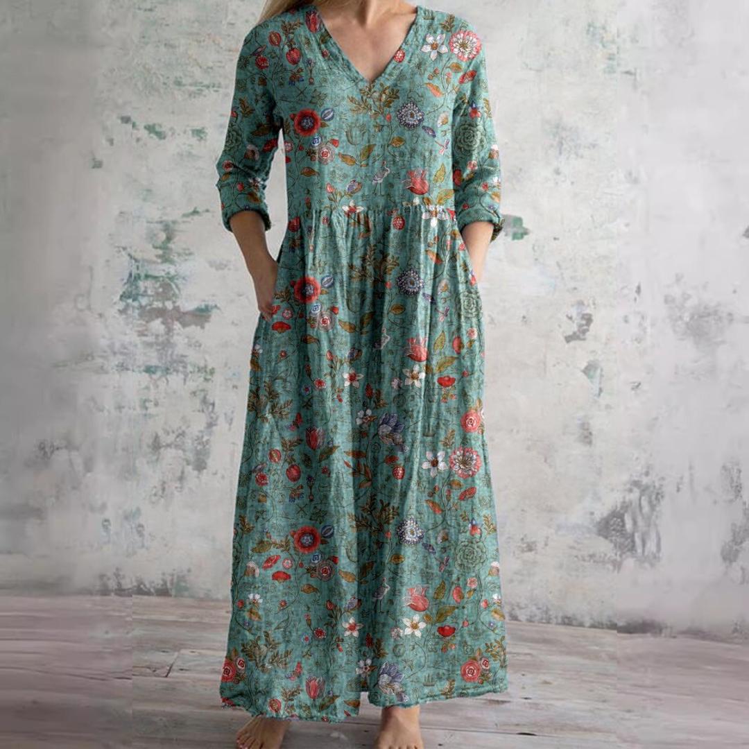 Rebecca | Women's Summer Dress with V-Neck and Floral Pattern