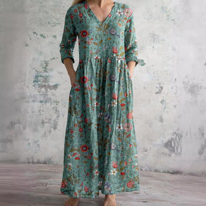 Rebecca | Women's Summer Dress with V-Neck and Floral Pattern
