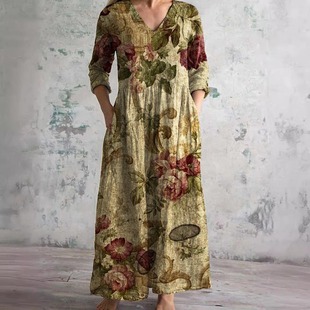 Rebecca | Women's Summer Dress with V-Neck and Floral Pattern