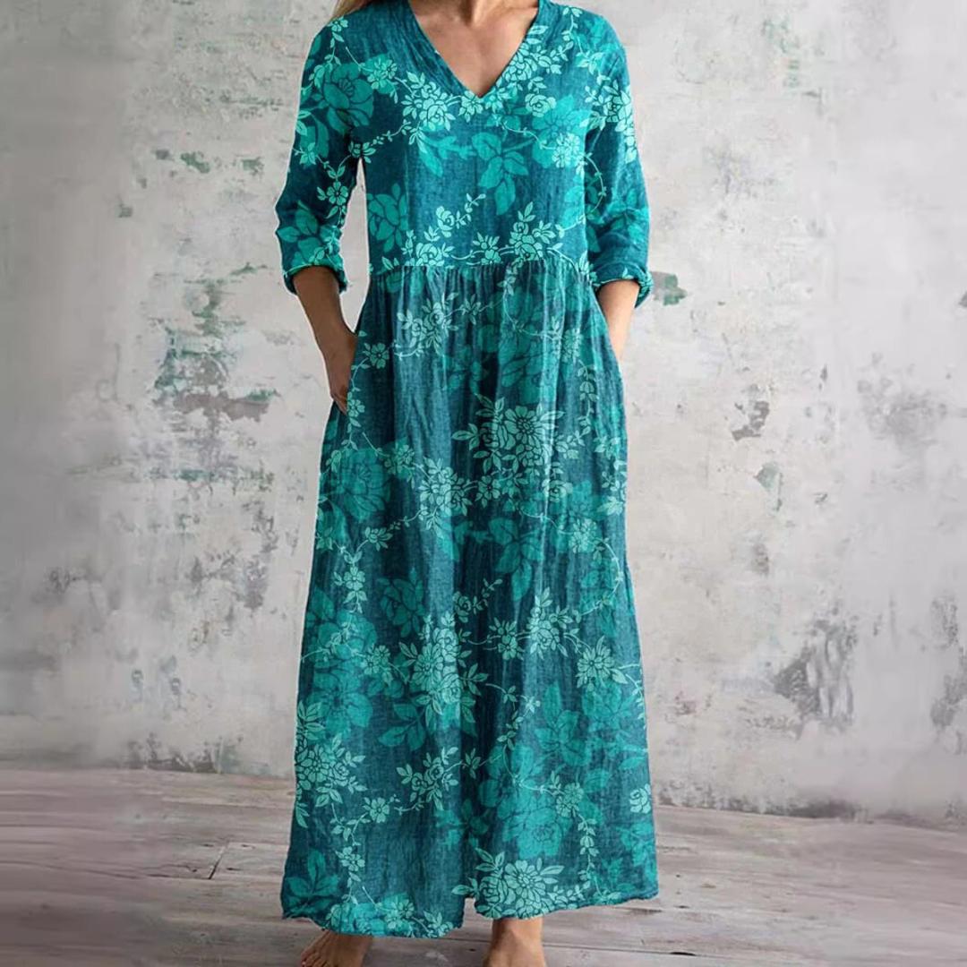 Rebecca | Women's Summer Dress with V-Neck and Floral Pattern