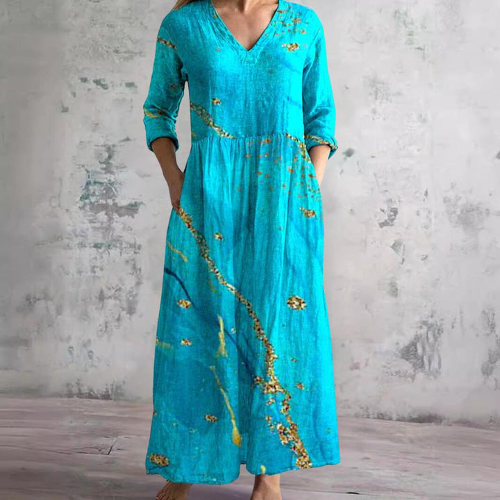 Rebecca | Women's Summer Dress with V-Neck and Floral Pattern
