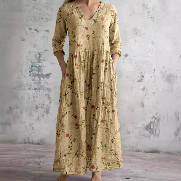 Rebecca | Women's Summer Dress with V-Neck and Floral Pattern