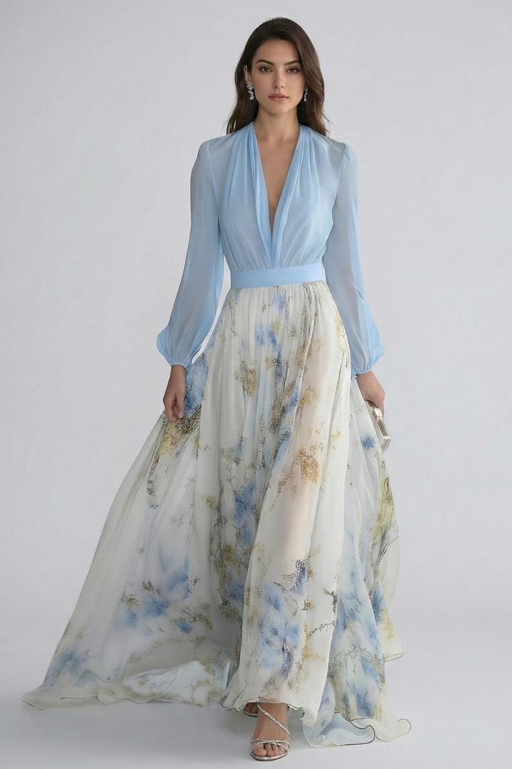 Brynn | Women’s Sheer Sleeves Maxi Dress