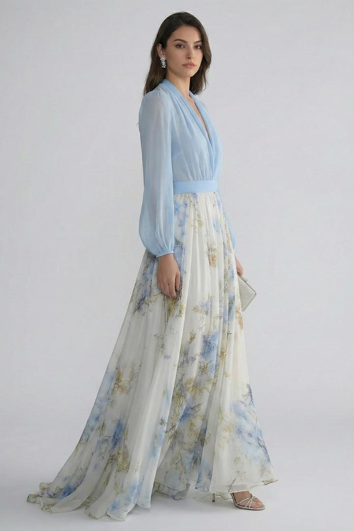 Brynn | Women’s Sheer Sleeves Maxi Dress