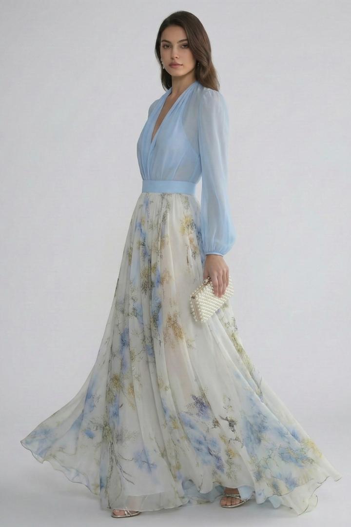 Brynn | Women’s Sheer Sleeves Maxi Dress