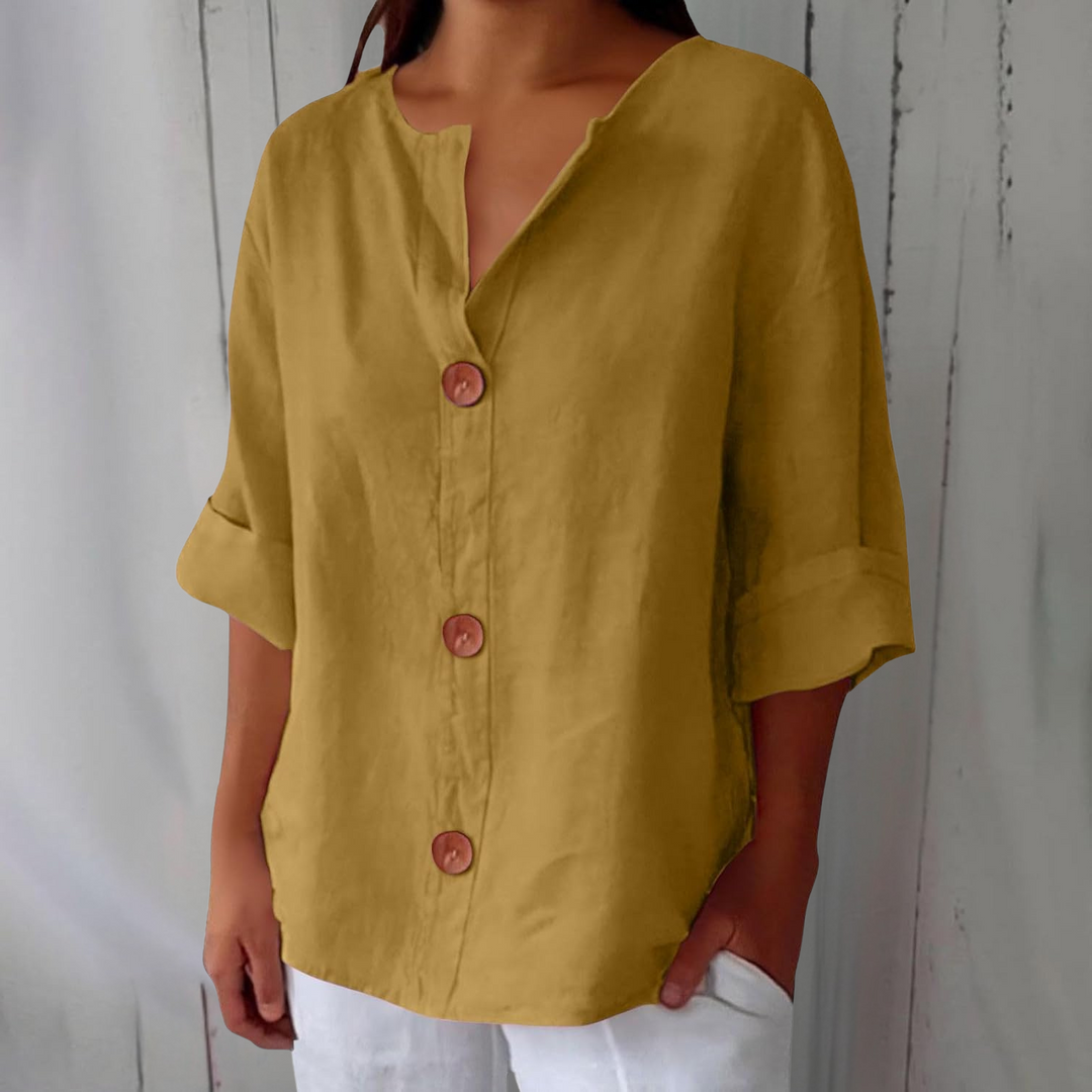 Livia | Relaxed Linen Button Blouse