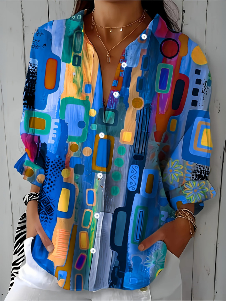 Mckenna | Abstract Print Button-Up Blouse