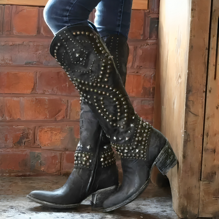 Leighton | Studded Western Knee-High Boots