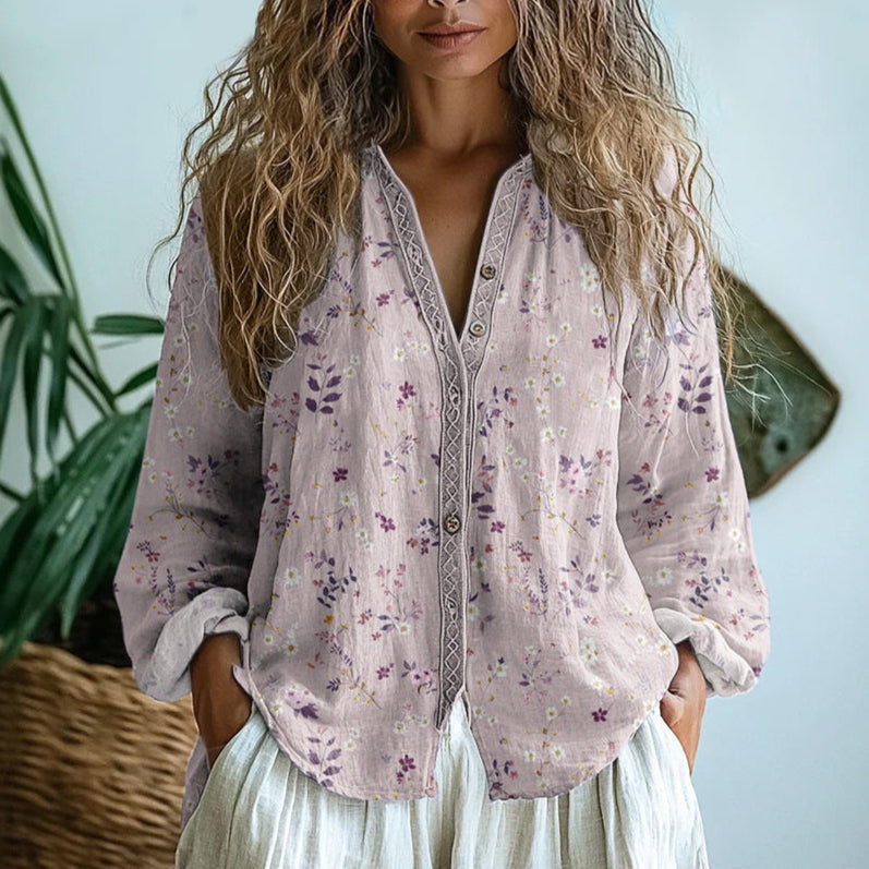 Brianna | Printed V-Neck Long Sleeve