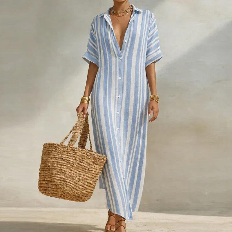 Olivia | Linen Long Shirt Dress