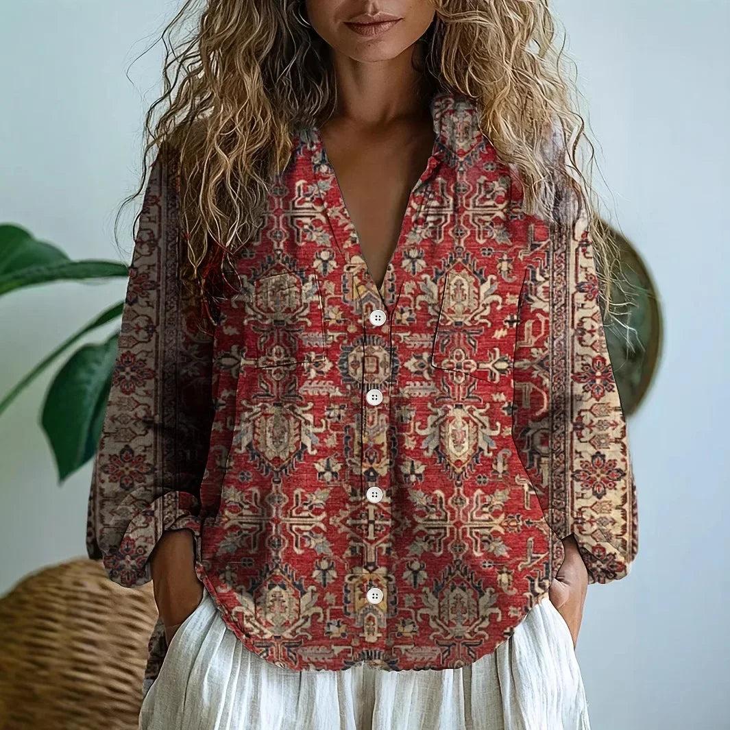 Brianna | Printed V-Neck Long Sleeve