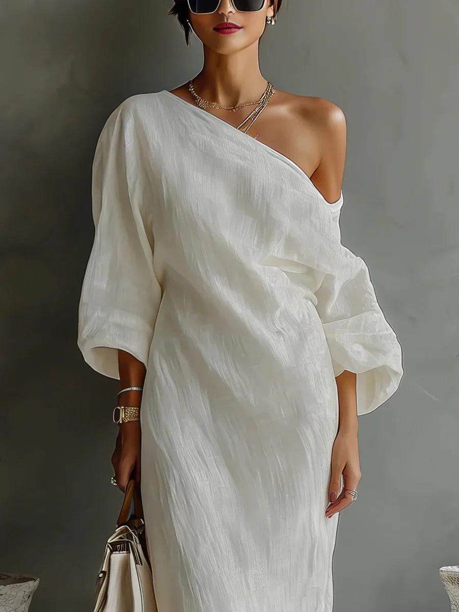 Leona | Women’s One-Shoulder Linen Dress