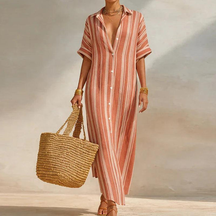 Olivia | Linen Long Shirt Dress