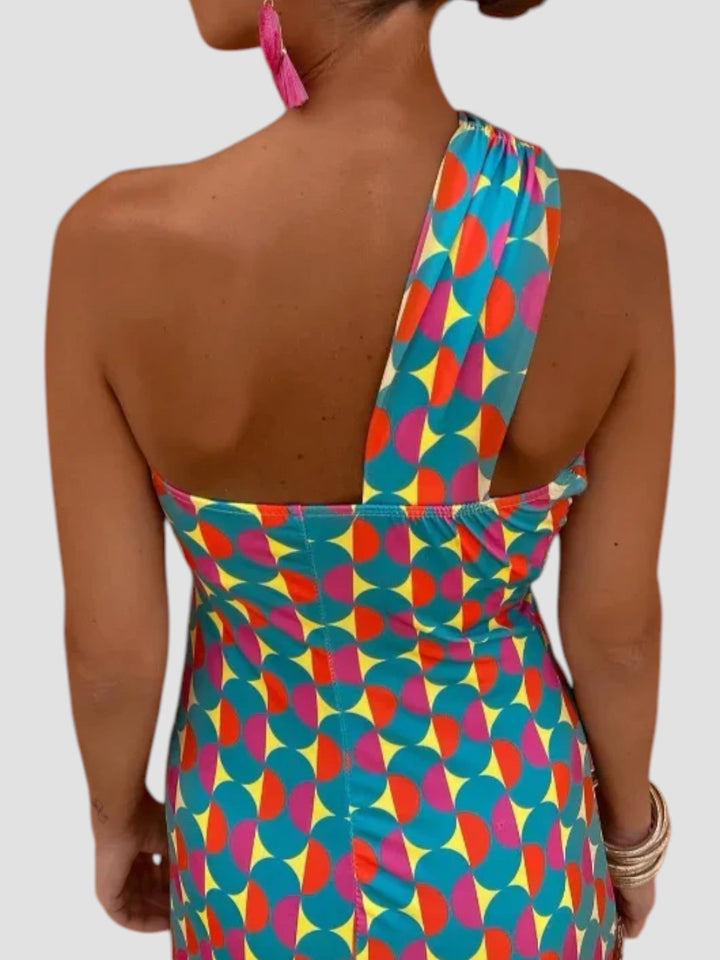 Briony | Asymmetric Printed Midi Dress