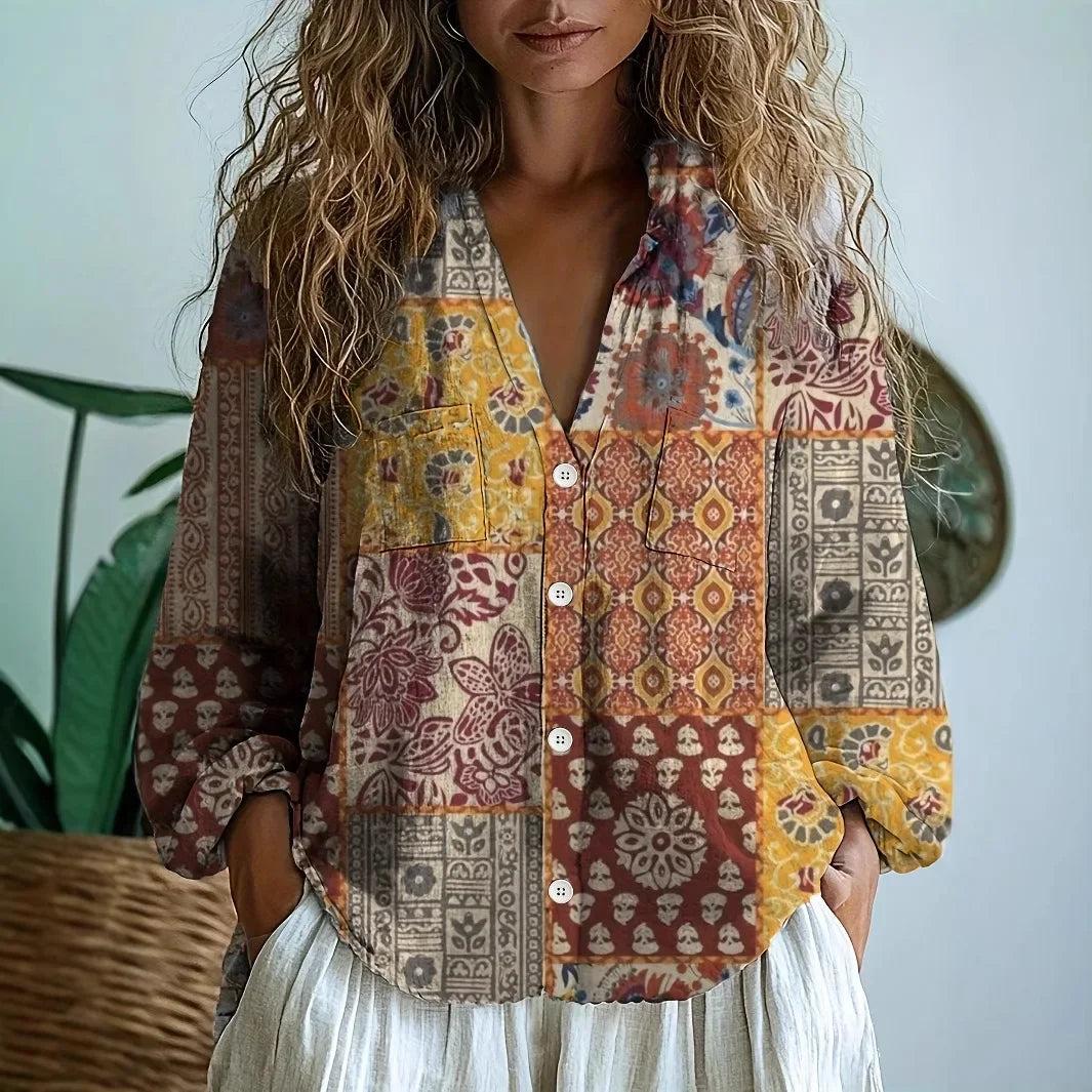 Brianna | Printed V-Neck Long Sleeve
