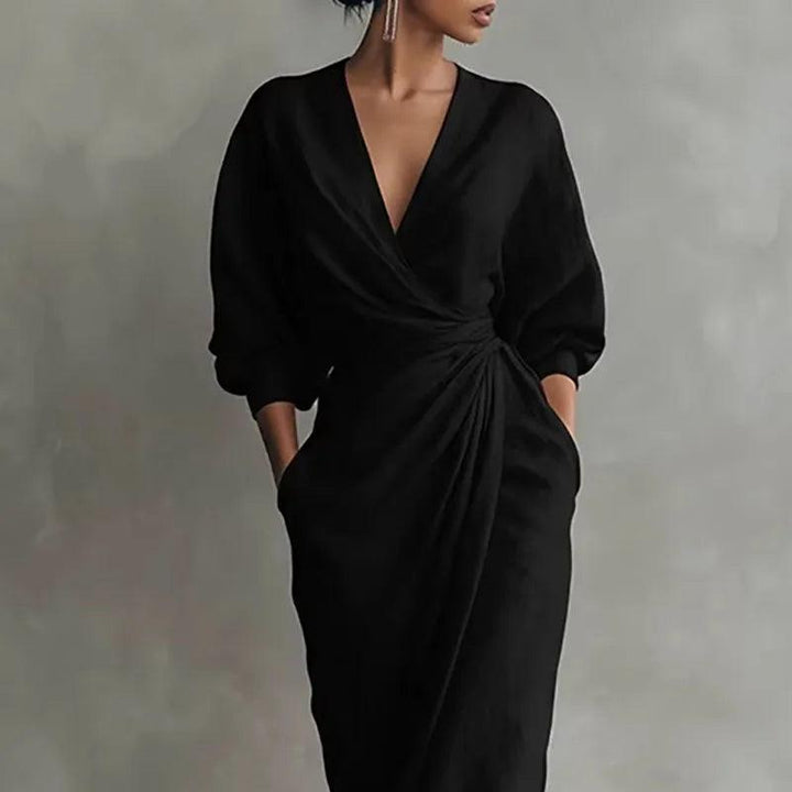 Elena | Women’s V-Neck Wrap-Waist Long Dress