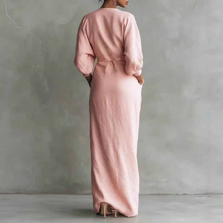 Elena | Women’s V-Neck Wrap-Waist Long Dress