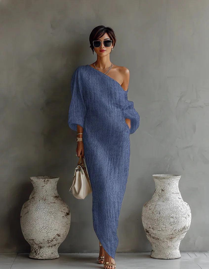 Leona | Women’s One-Shoulder Linen Dress