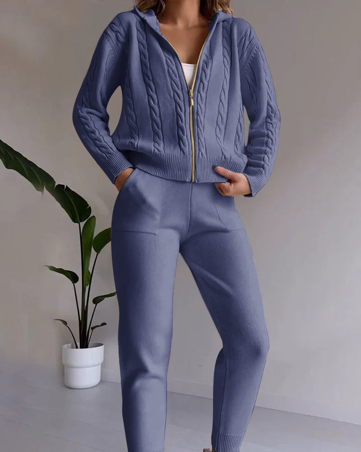 Anouk | Women's Cable-Knit Zip Hoodie & Legging Set