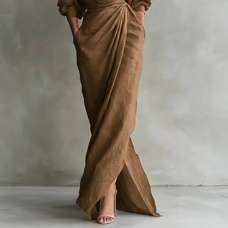 Elena | Women’s V-Neck Wrap-Waist Long Dress