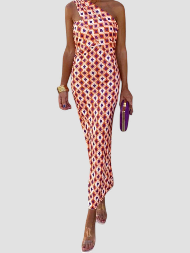 Briony | Asymmetric Printed Midi Dress