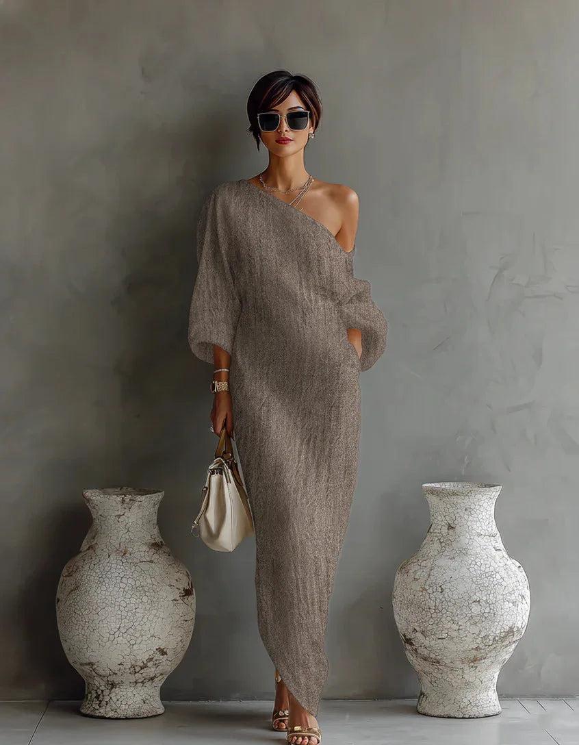 Leona | Women’s One-Shoulder Linen Dress