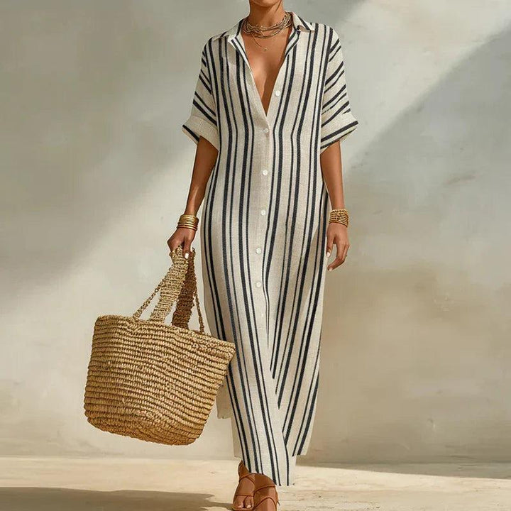 Olivia | Linen Long Shirt Dress