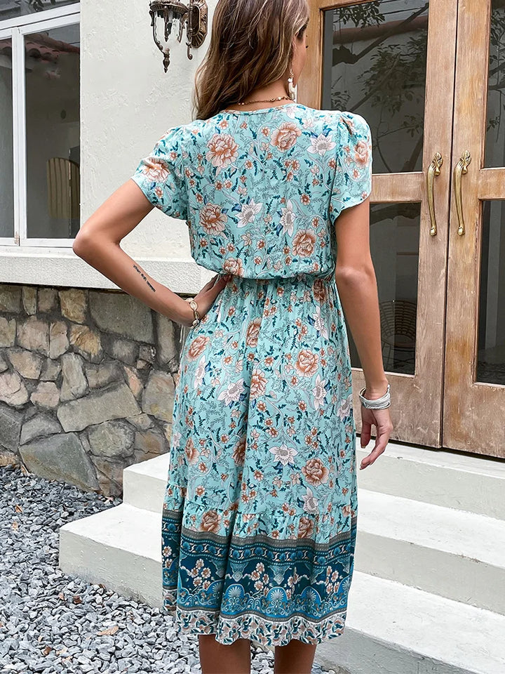 Esme | Floral Flutter Sleeve Midi Dress
